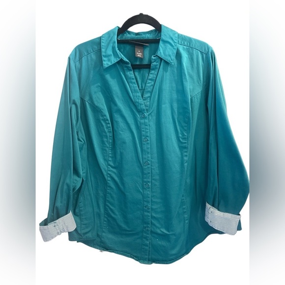 🩶Teal Button-Up Women's Top - Picture 1 of 2